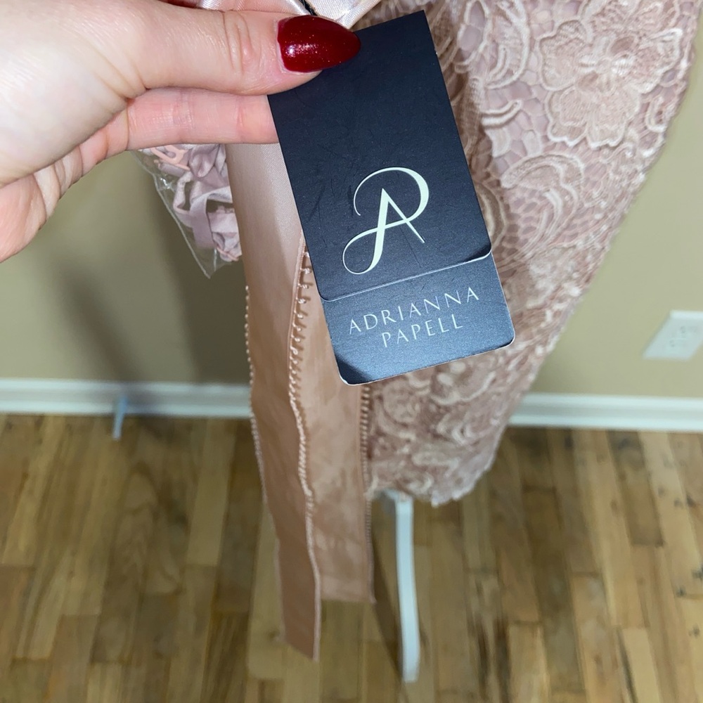 Adrianna Papell Strapless Lace Mini Dress in Blush - Picture 7 of 8